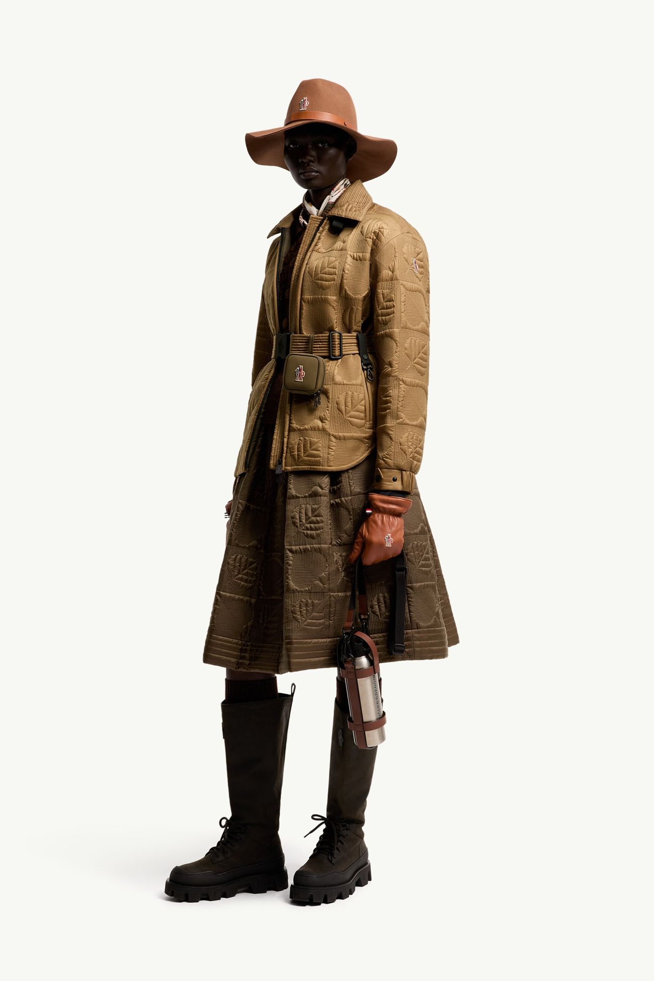 Surchemise matelassée Crevoux à motif feuilles Femmes Beige Chameau Moncler 0