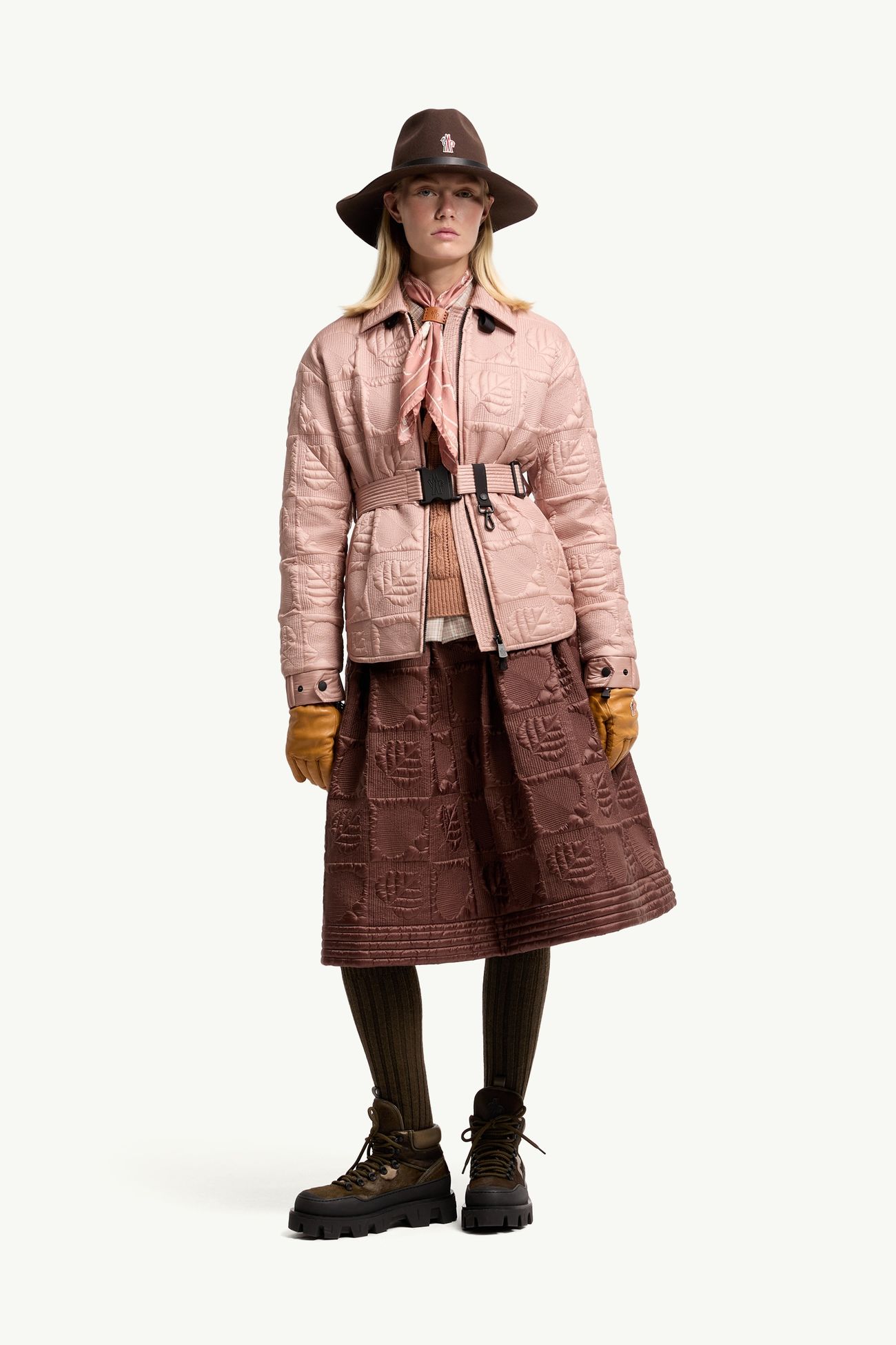 Chaqueta camisera con plumón y acolchado de hojas Crevoux Mujer Rosado Moncler 0