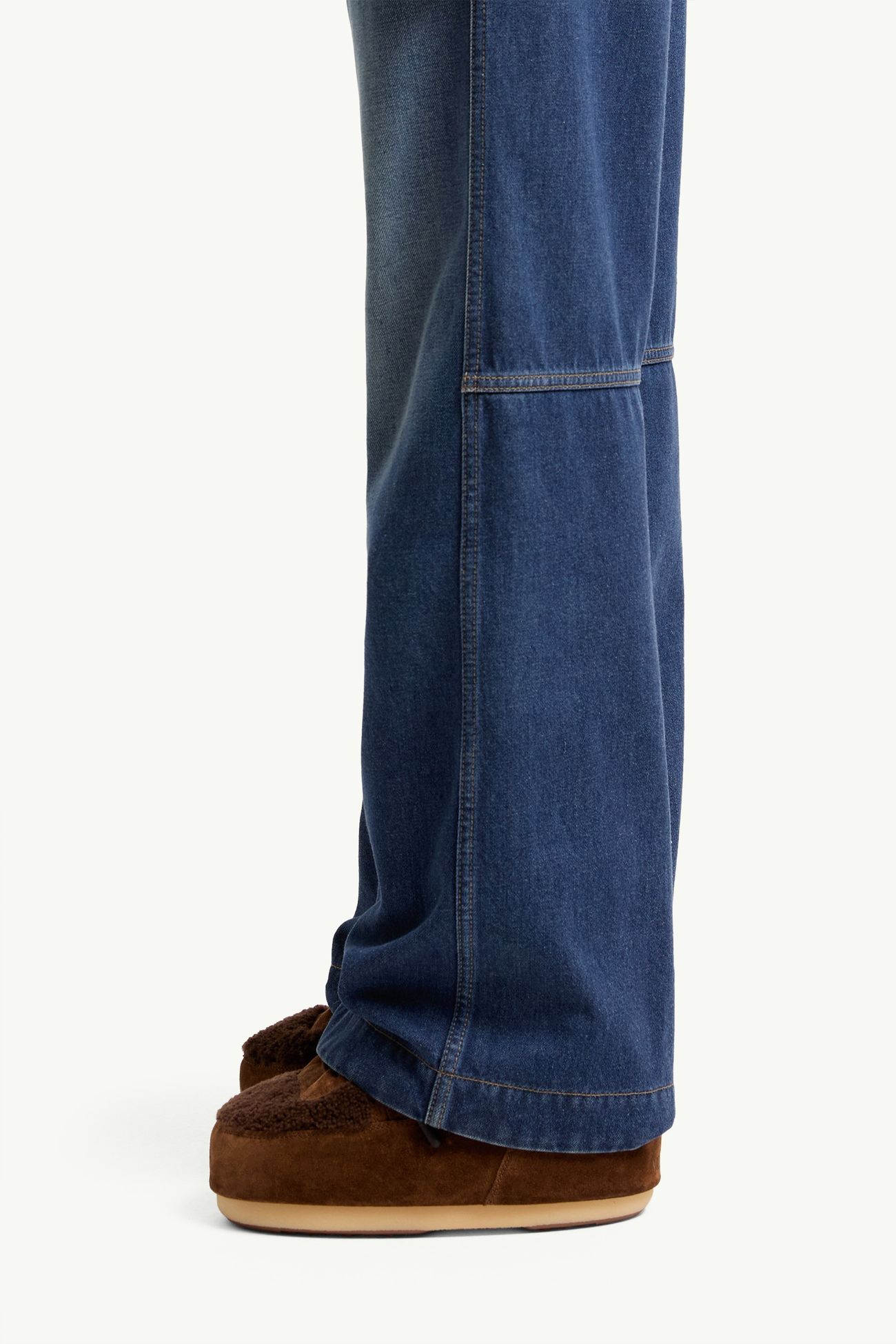 Technical Denim Trousers Women Denim Blue Moncler 1