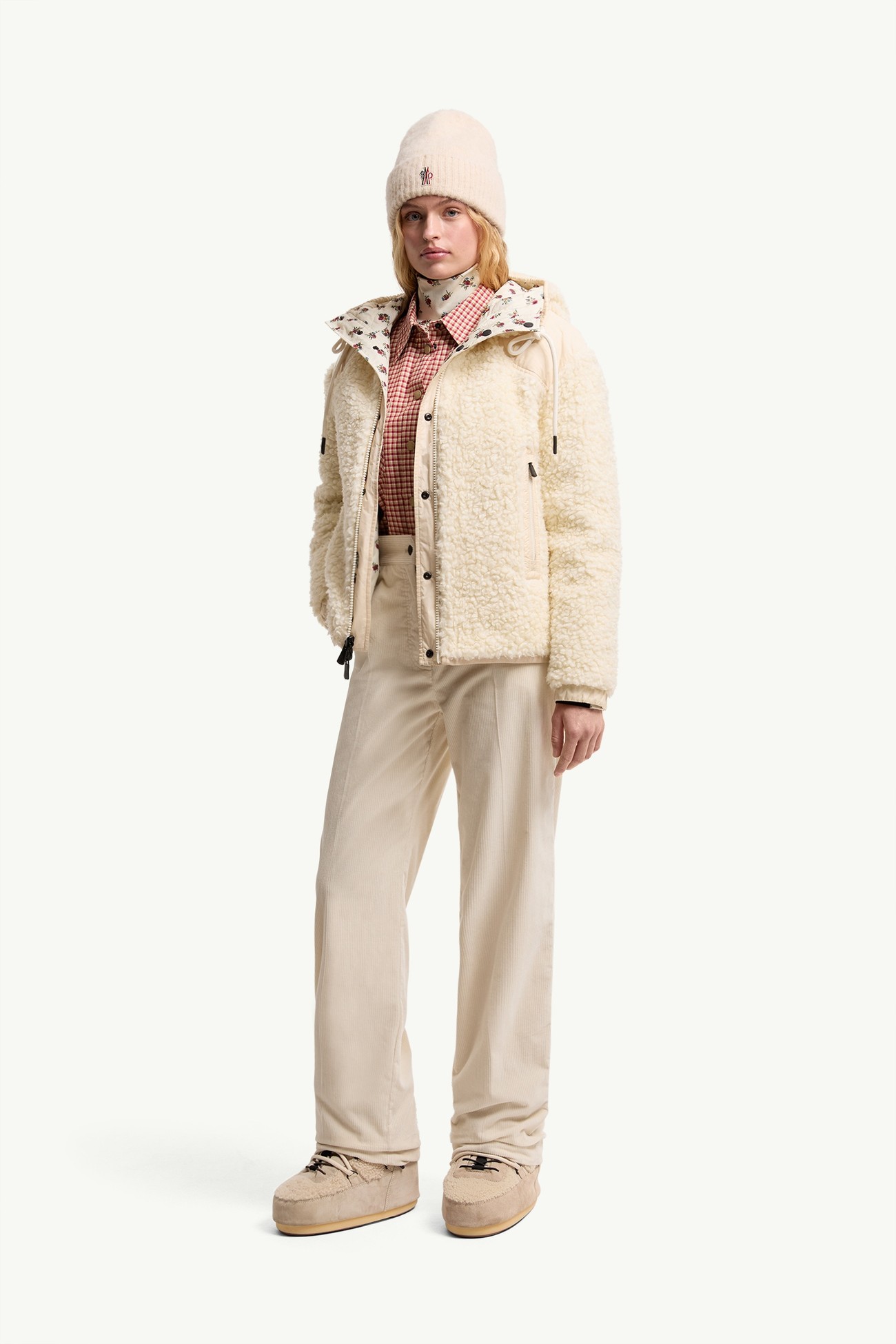 Pantalon ample en velours côtelé Femmes Blanc Moncler 0