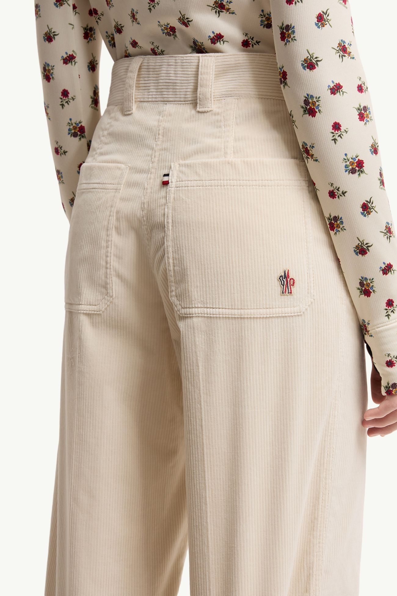 Corduroy Wide Leg Trousers Women White Moncler 5