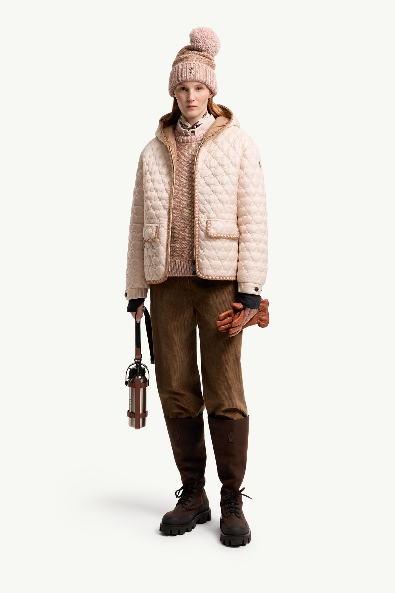 Pantalon ample en velours côtelé Femmes Marron clair Moncler 0