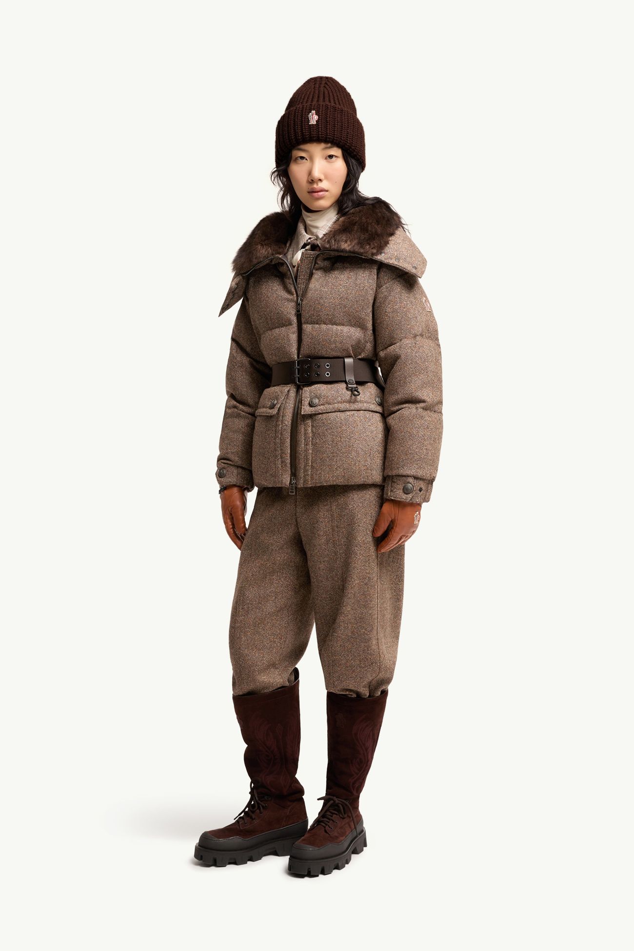 Straight-Leg Wool Trousers Women Brown Moncler 0