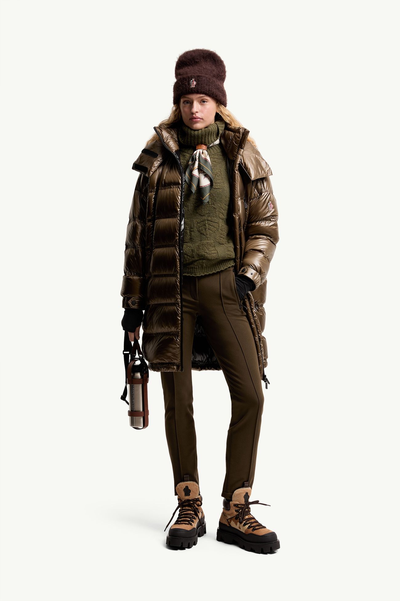 Technical Twill Pants Women Olive Green Moncler 0