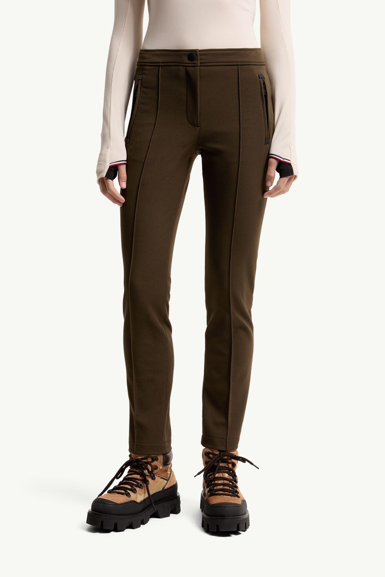 Technical Twill Trousers Women Olive Green Moncler 3