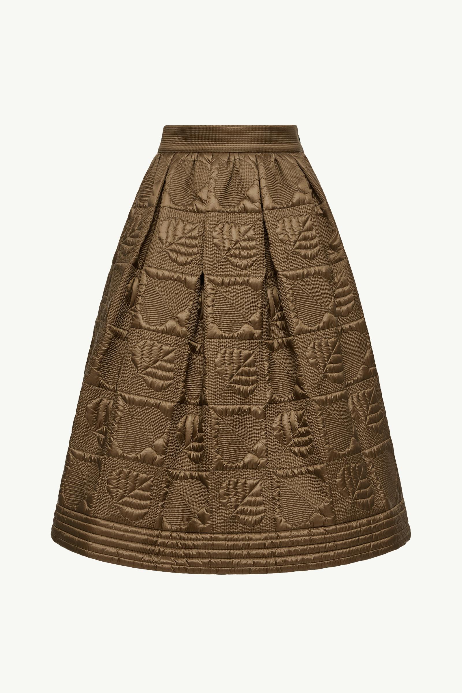 葉形絎縫夾層A字裙 女士 橄欖啡色 Moncler, 1 of 0