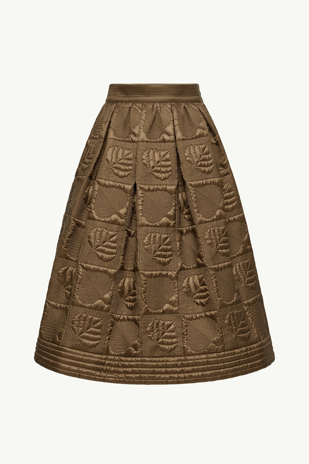 Leaf-Quilted Padded A-Line Skirt Women Olive Brown Moncler 2