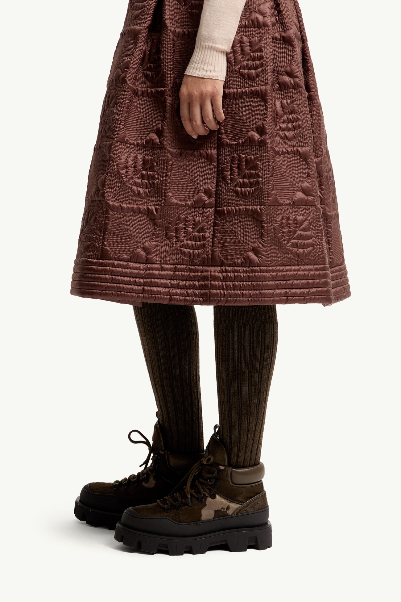 Falda acampanada acolchada con diseño de hojas Mujer Marrón Moncler 1