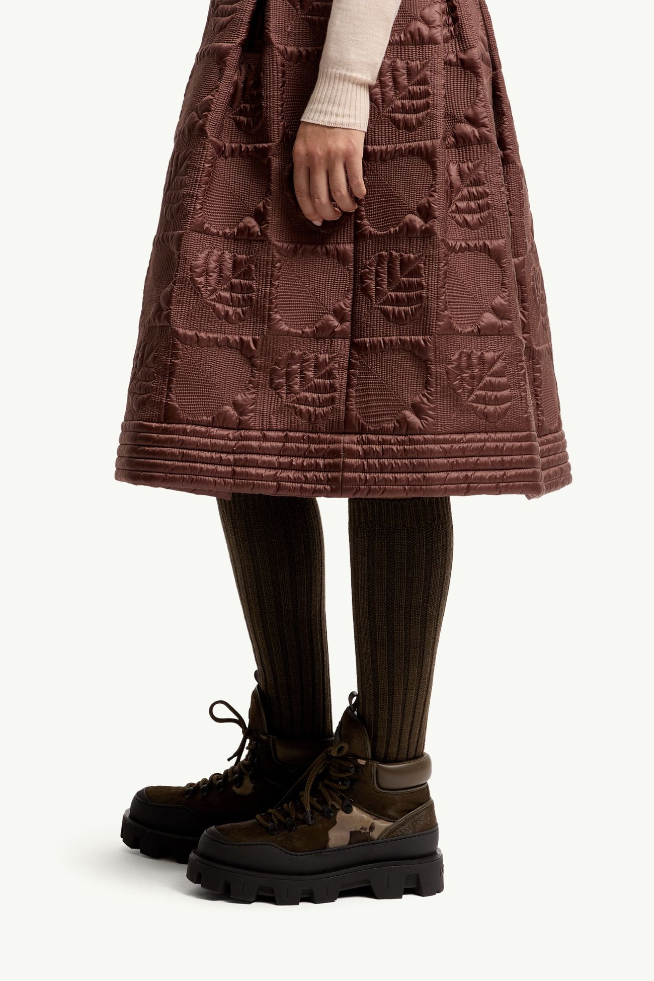 女士叶形绗缝加衬A字型半身裙 女士 棕色 Moncler 1