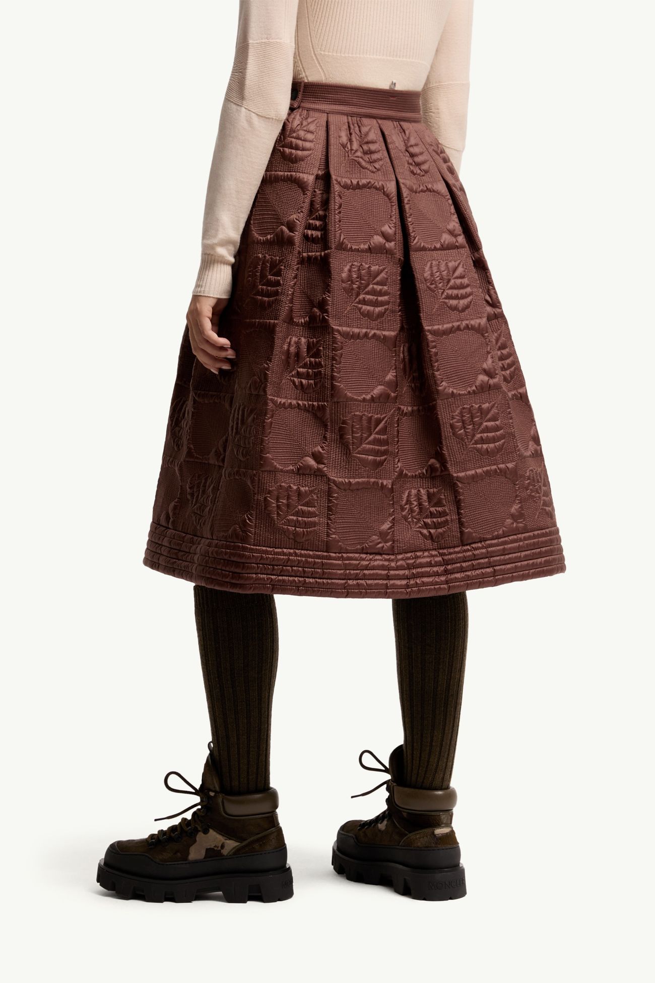 葉形絎縫夾層A字裙 女士 啡色 Moncler 4