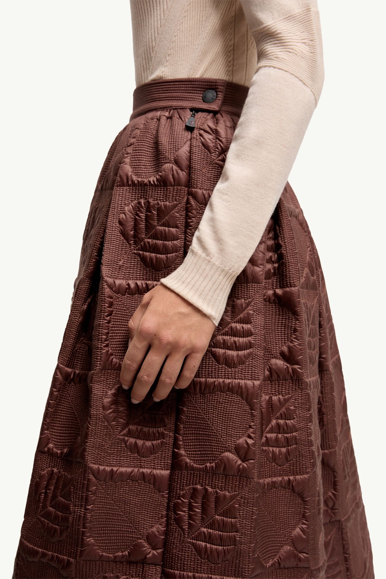Leaf-Quilted Padded A-Line Skirt Women Brown Moncler 5