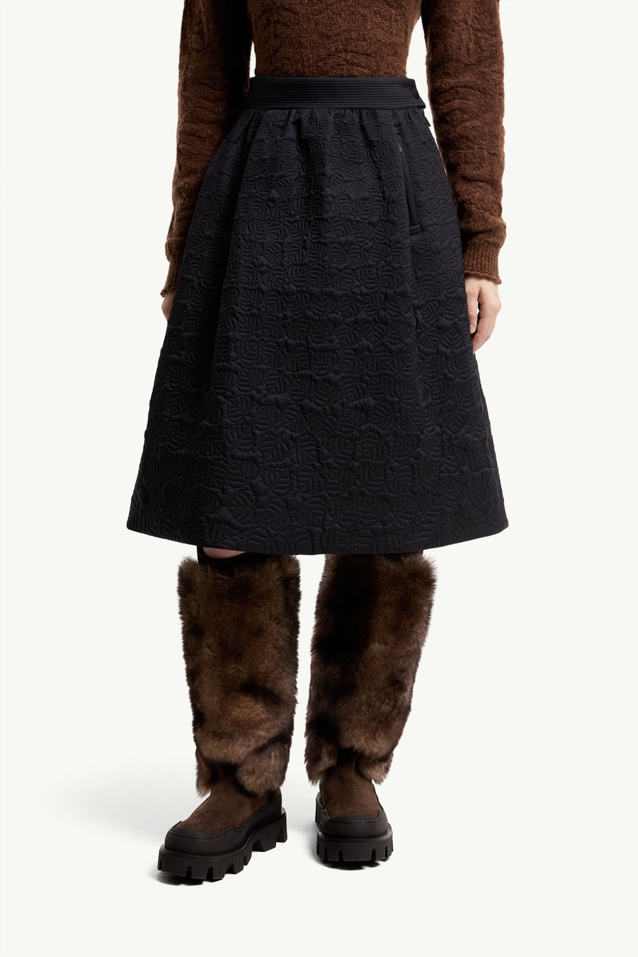 葉形絎縫夾層A字裙 女士 深藍色 Moncler 3
