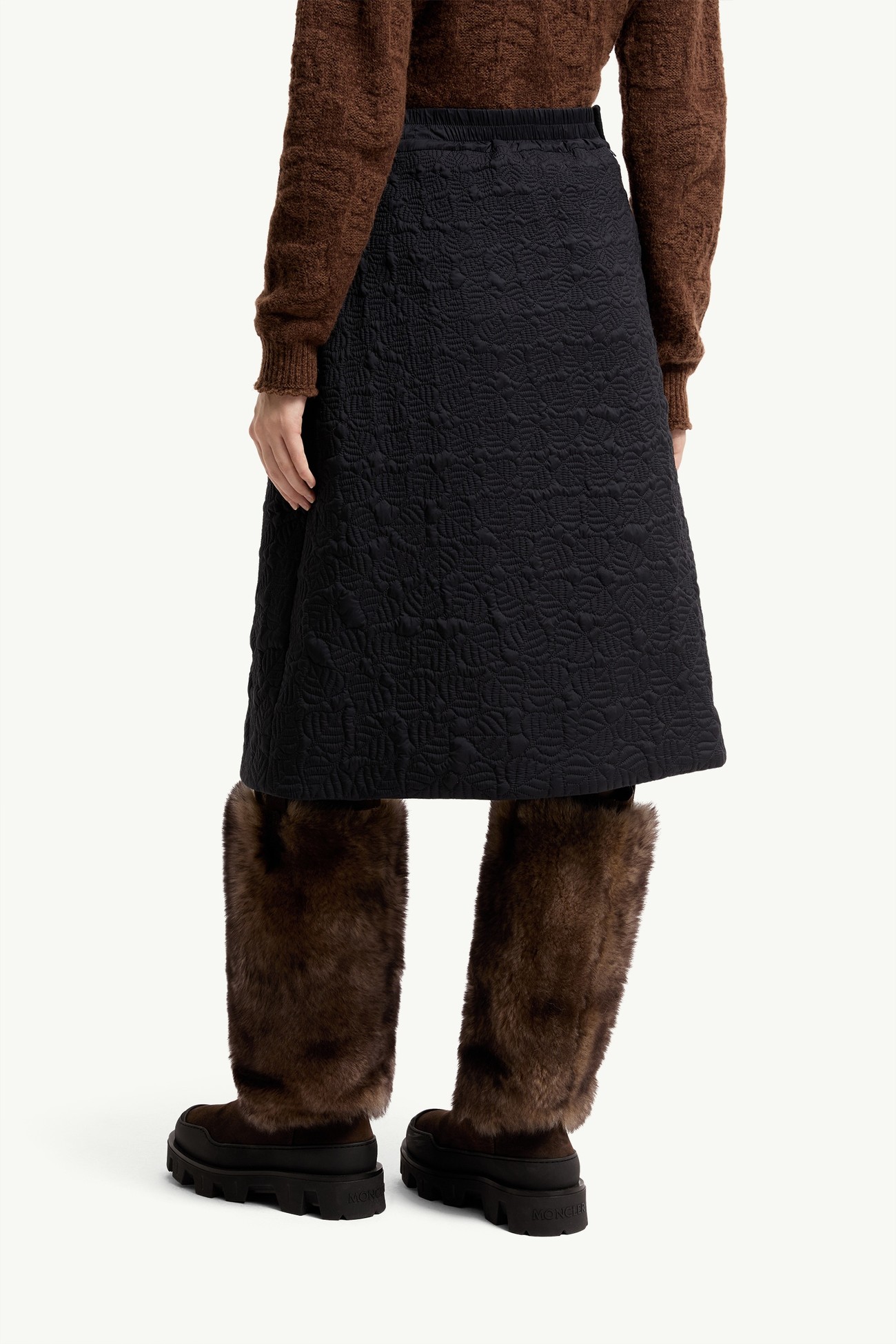 女士叶形绗缝加衬A字型半身裙 女士 深蓝色 Moncler 4