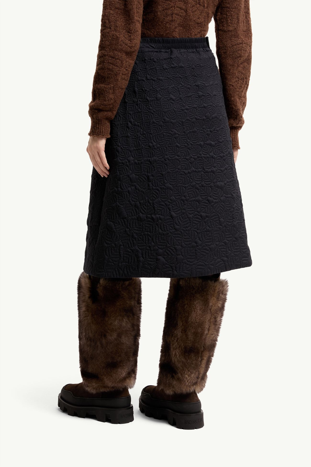 葉形絎縫夾層A字裙 女士 深藍色 Moncler 4