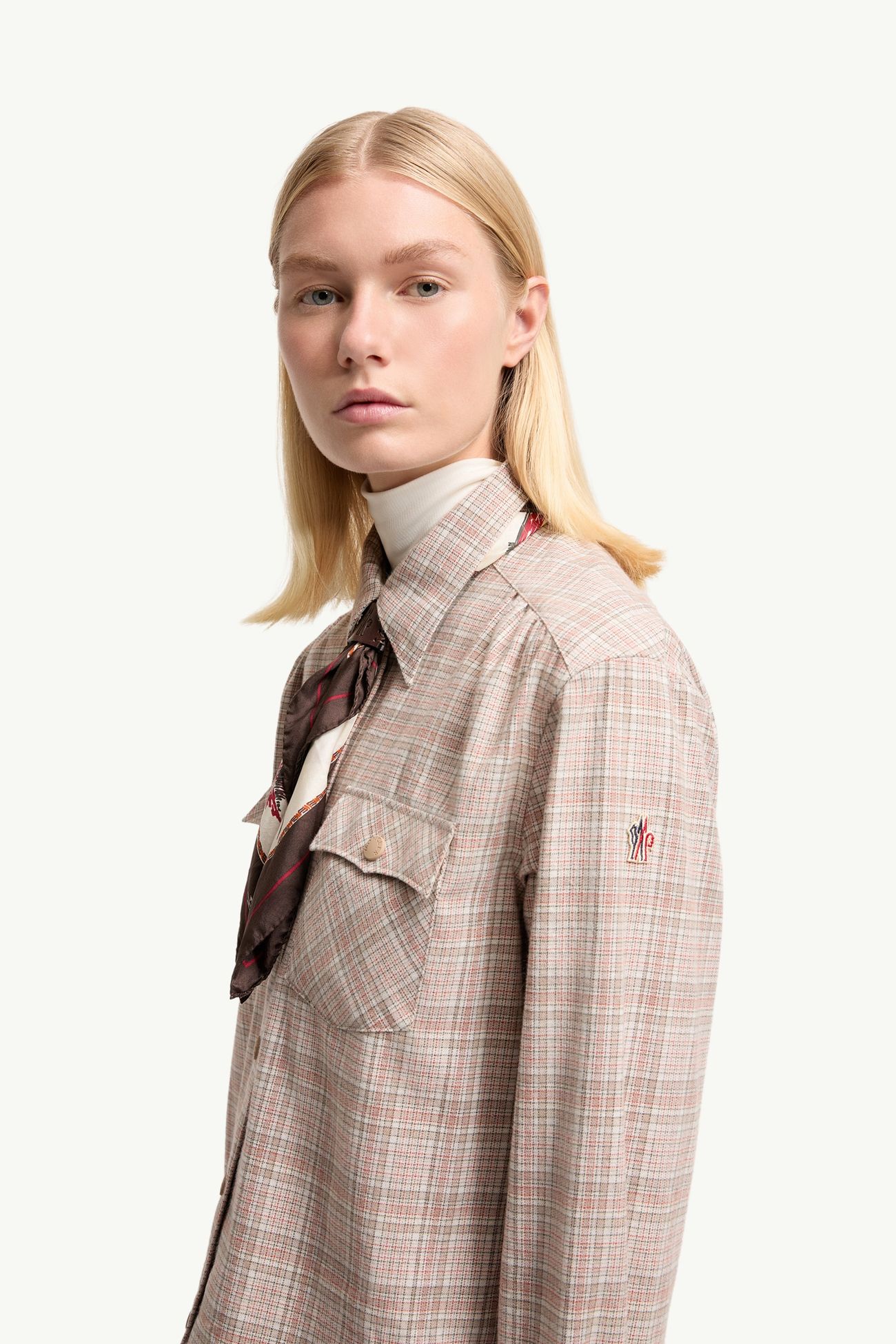 女士格纹棉质混纺长袖衬衫 女士 白色 & 粉色 Moncler 1