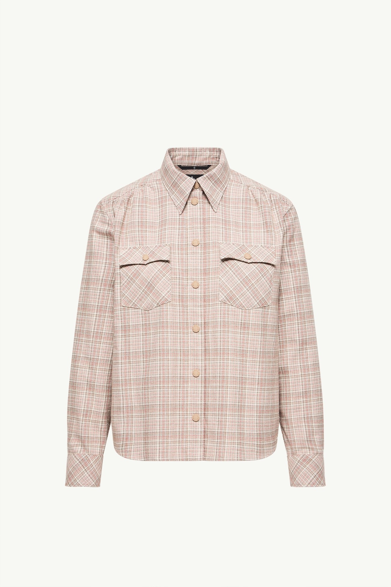 Langärmeliges kariertes Hemd aus einer Baumwollmischung Damen Weiß & Pink Moncler 2