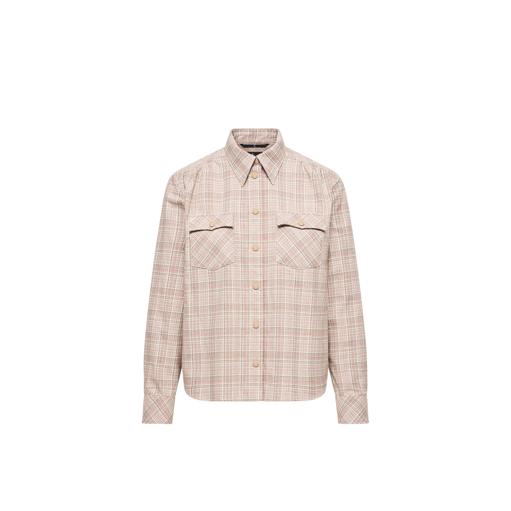 Moncler Camicia A Maniche Lunghe In Misto Cotone A Quadri Donna da Bianco, Taglia: M - Immagine 1