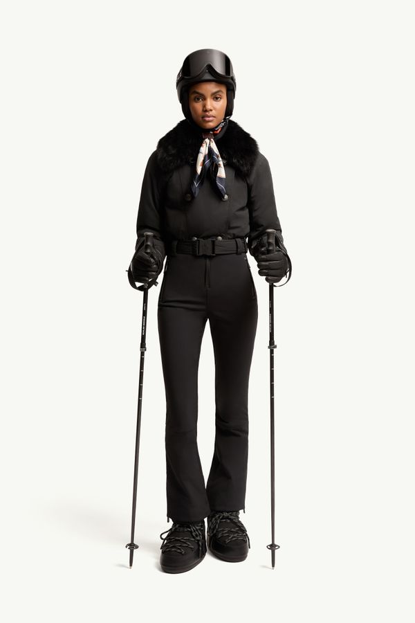 Mono de esquí aislante con ribete de lana de oveja joven Mujer Negro Moncler 0