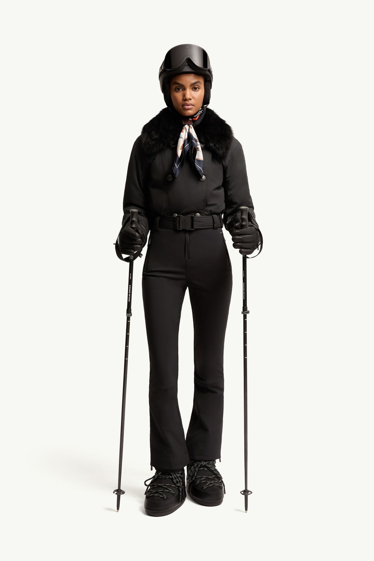 Shearling-Trimmed Insulated Ski Suit Women Black Moncler 0