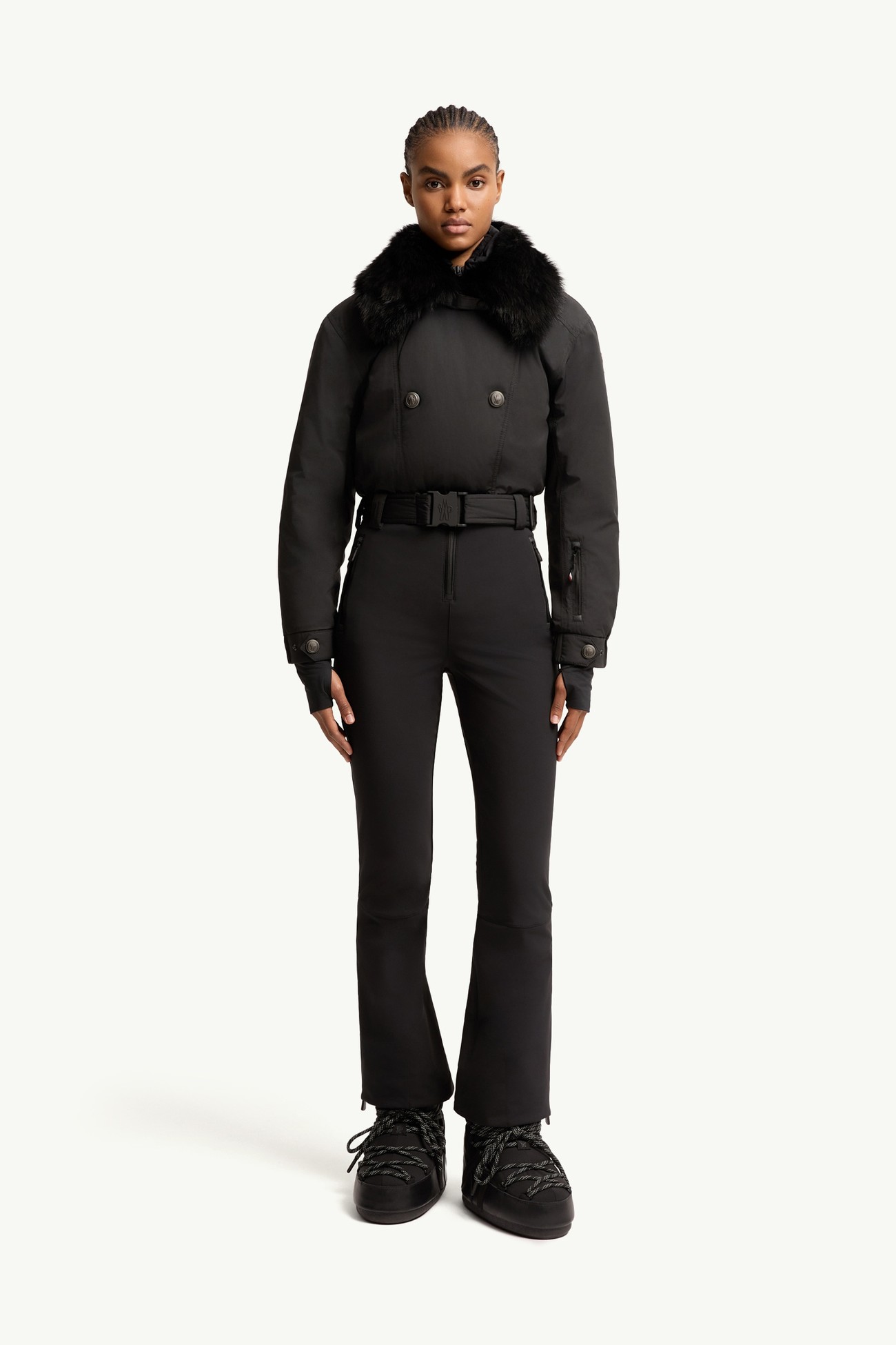 Mono de esquí aislante con ribete de lana de oveja joven Mujer Negro Moncler 3