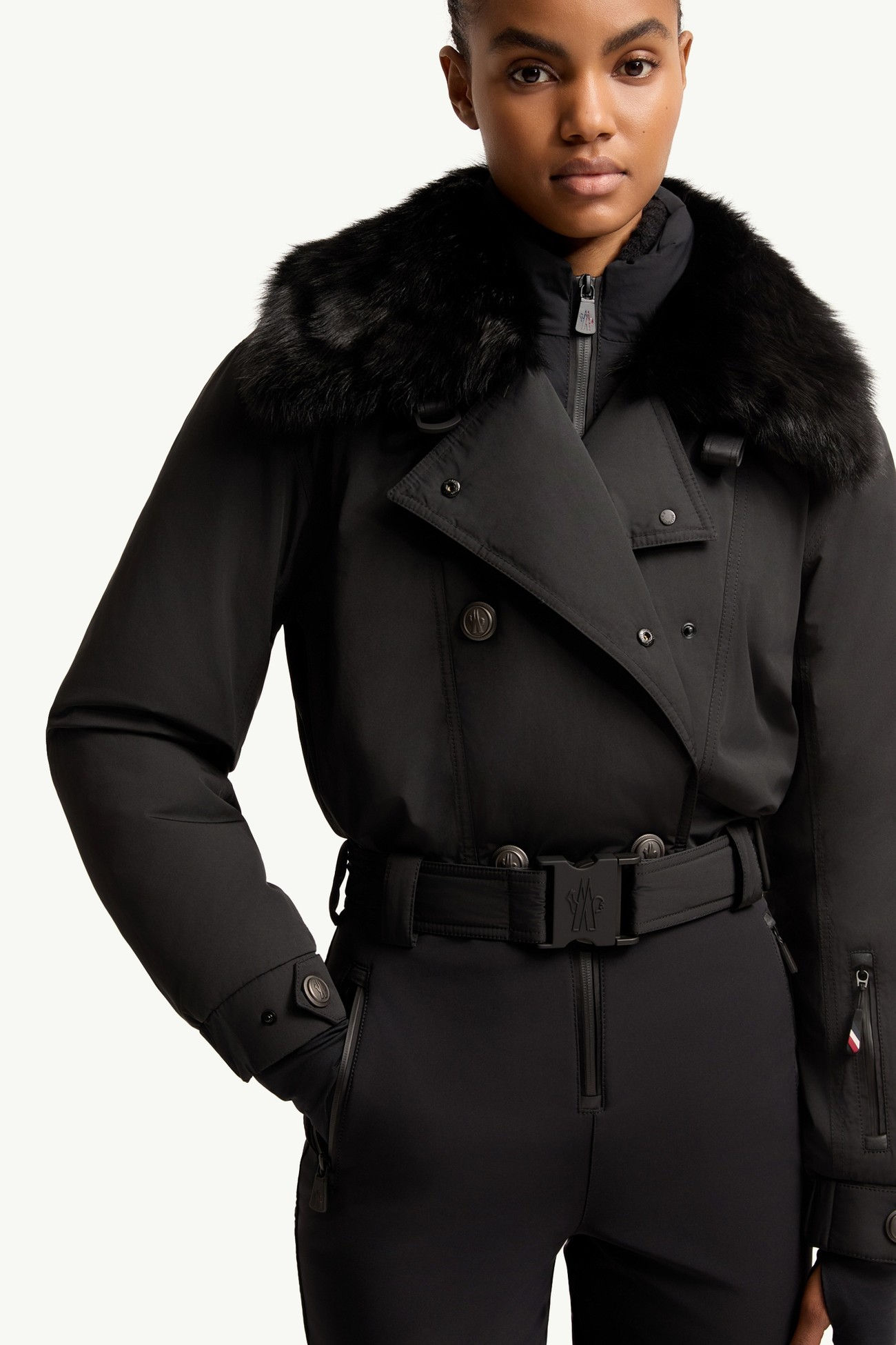 Isolierter Skianzug mit Shearling-Besatz Damen Schwarz Moncler 5