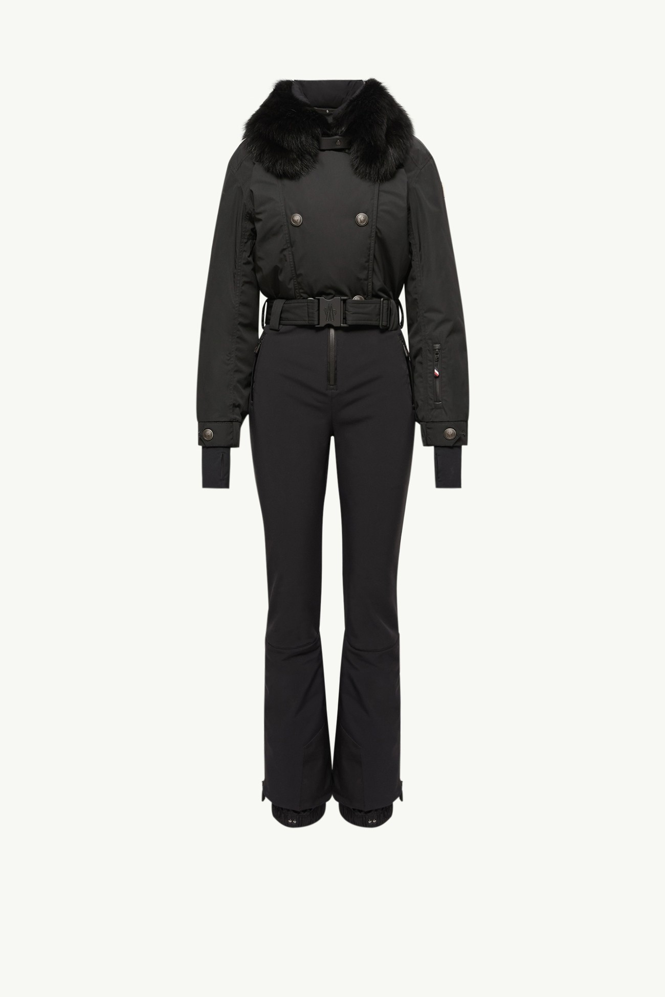 Combinaison de ski isolante à bordure en shearling Femmes Noir Moncler 2