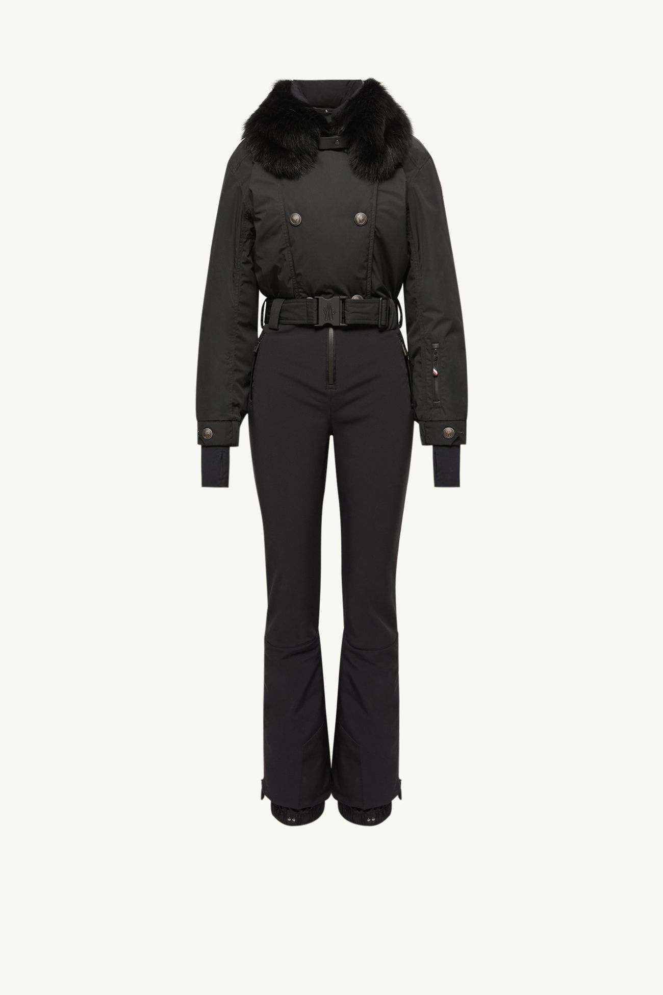Mono de esquí aislante con ribete de lana de oveja joven Mujer Negro Moncler 2