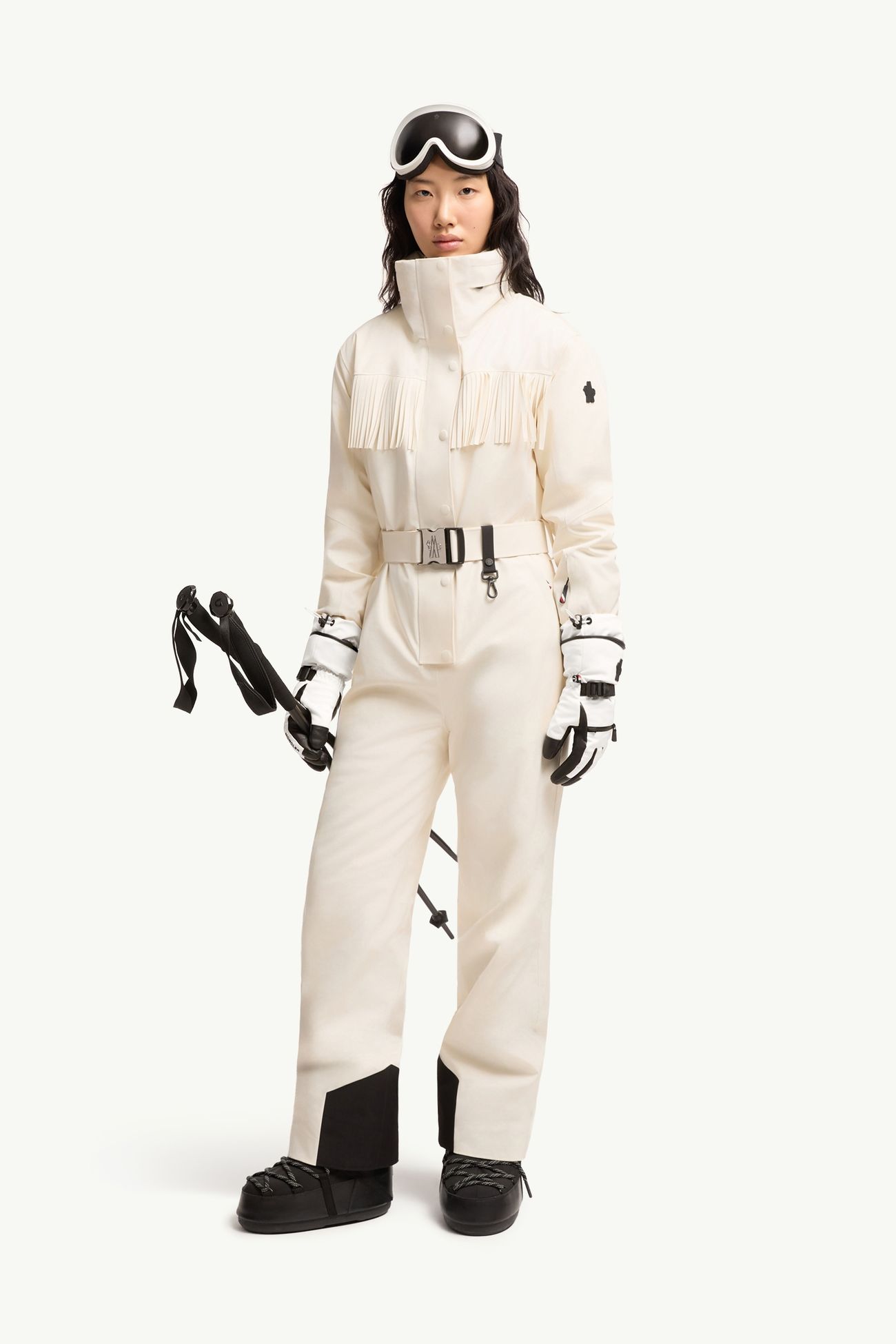 Mono de esquí con ribete con flecos Mujer Blanco Moncler 0