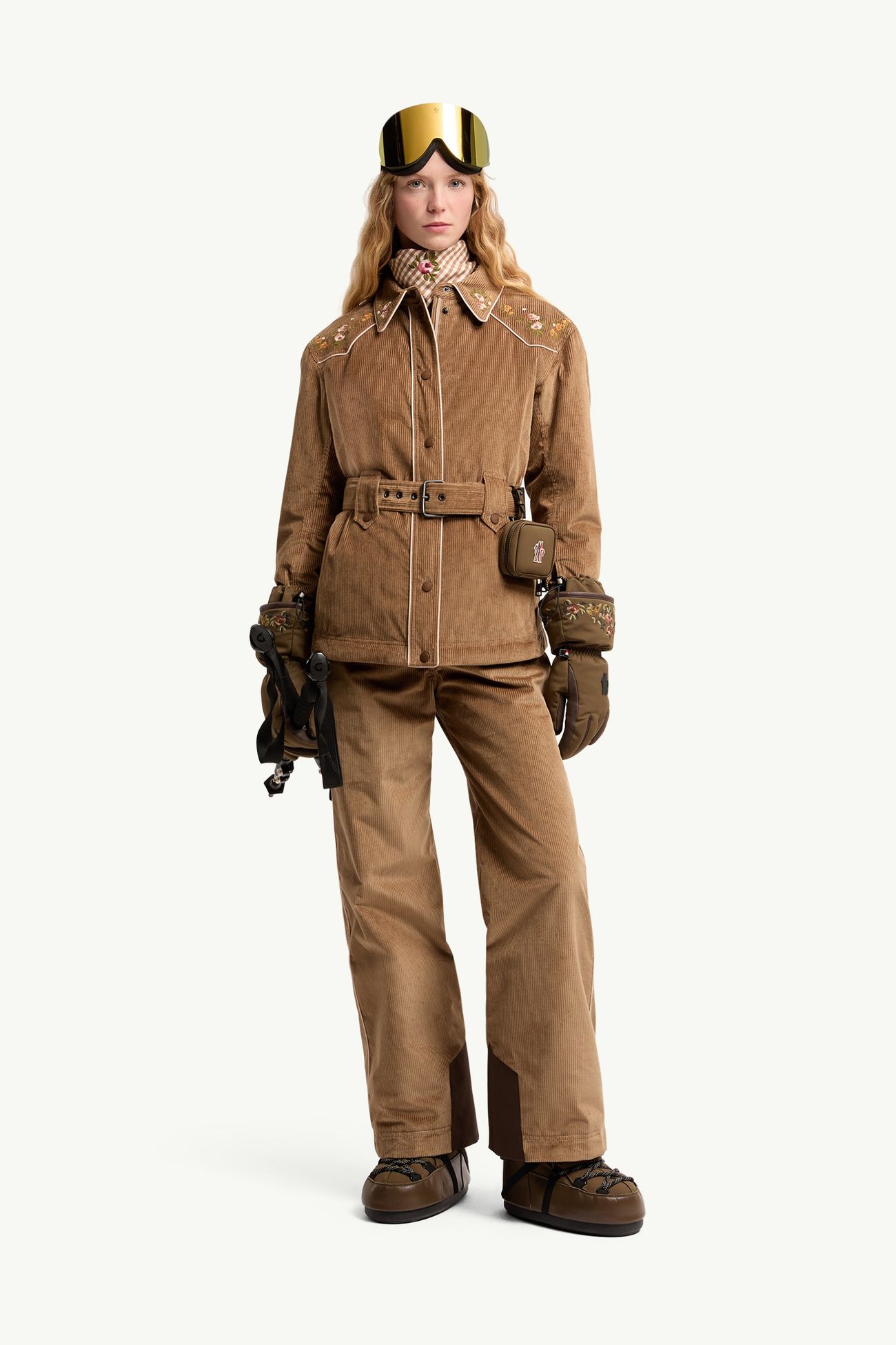 Insulated Ski Trousers Women Camel Beige Moncler 0