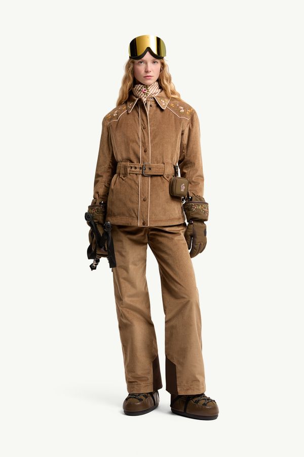 Insulated Ski Trousers Women Camel Beige Moncler 0