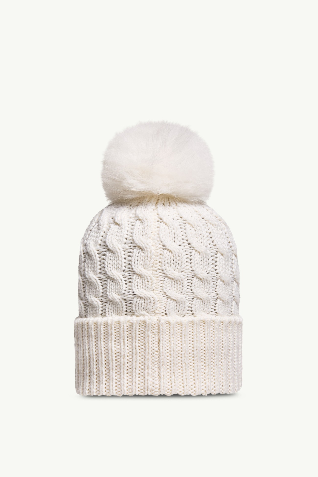 Wool Beanie With Pom Pom Women White Moncler 3