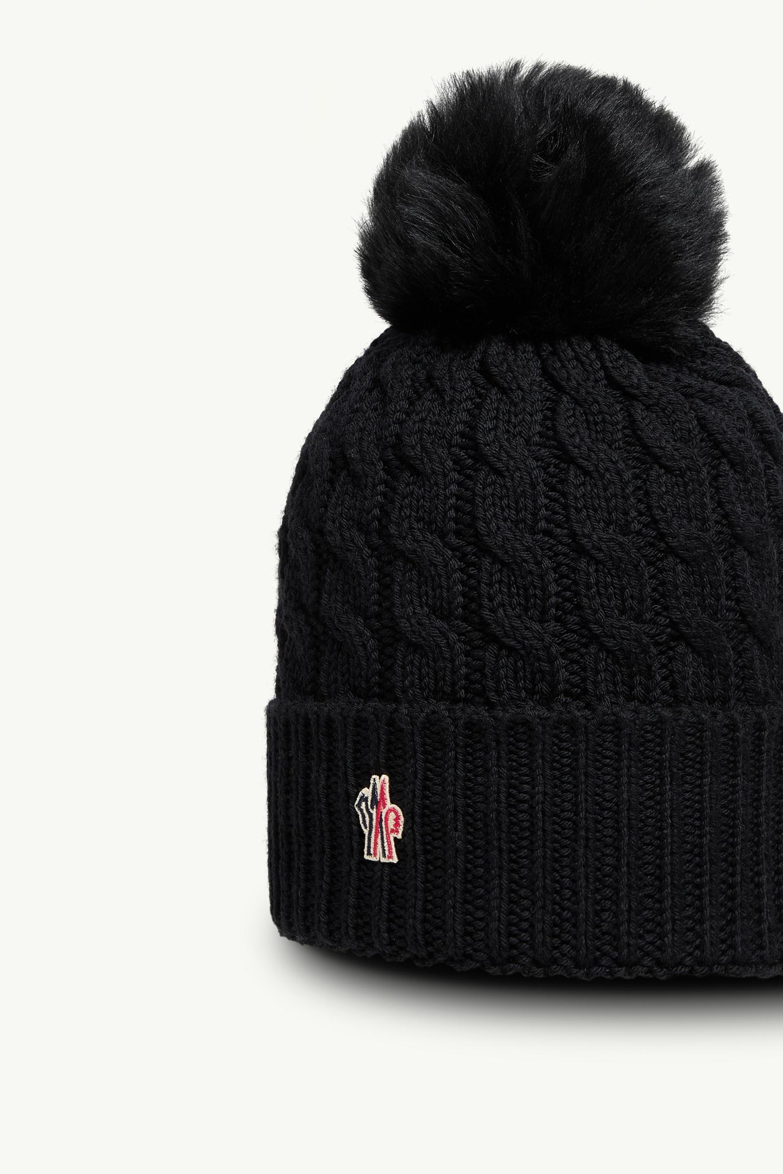 Black Wool Beanie With Pom Pom - Hats & Beanies for Women | Moncler US