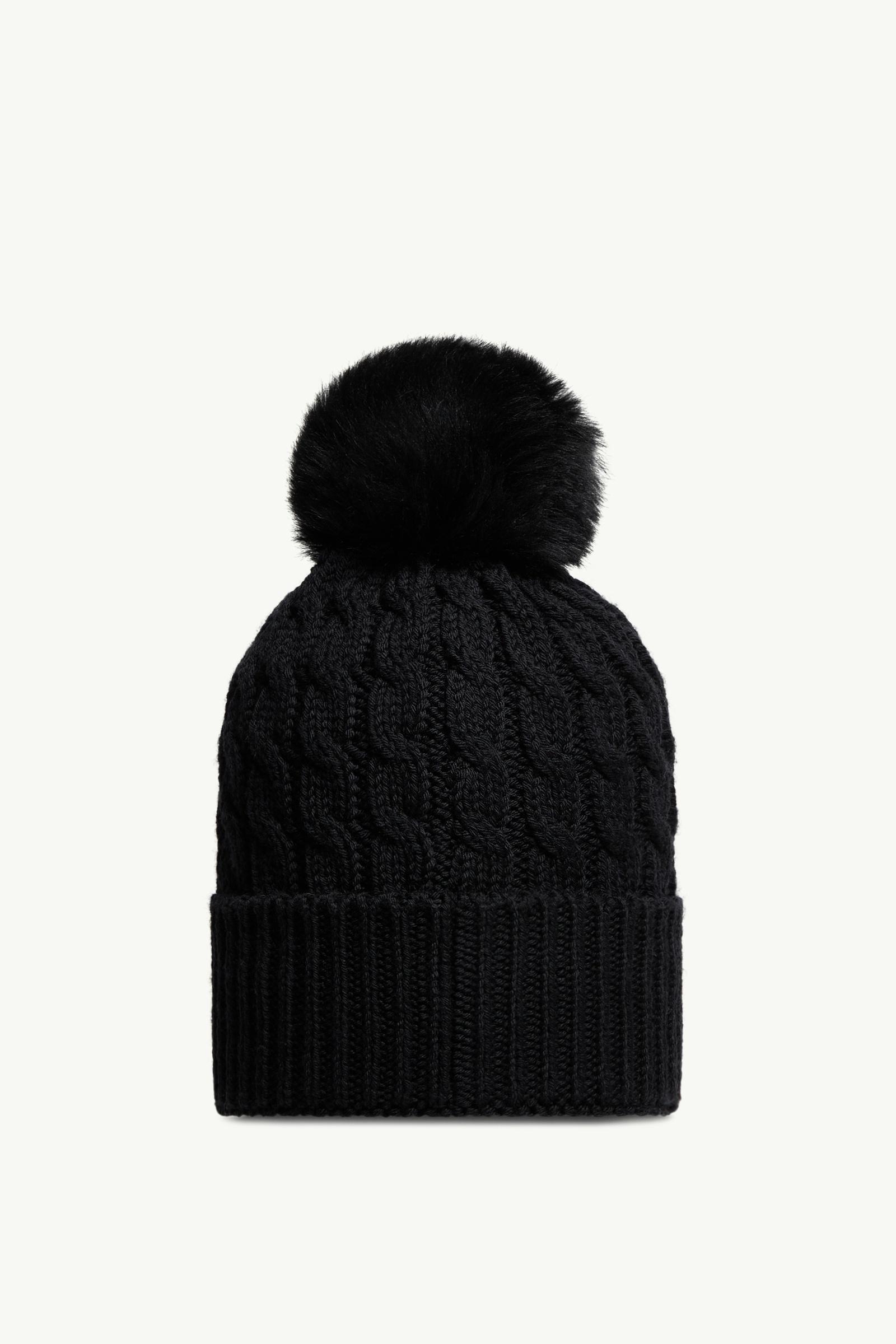 Black Wool Beanie With Pom Pom - Hats & Beanies for Women | Moncler US
