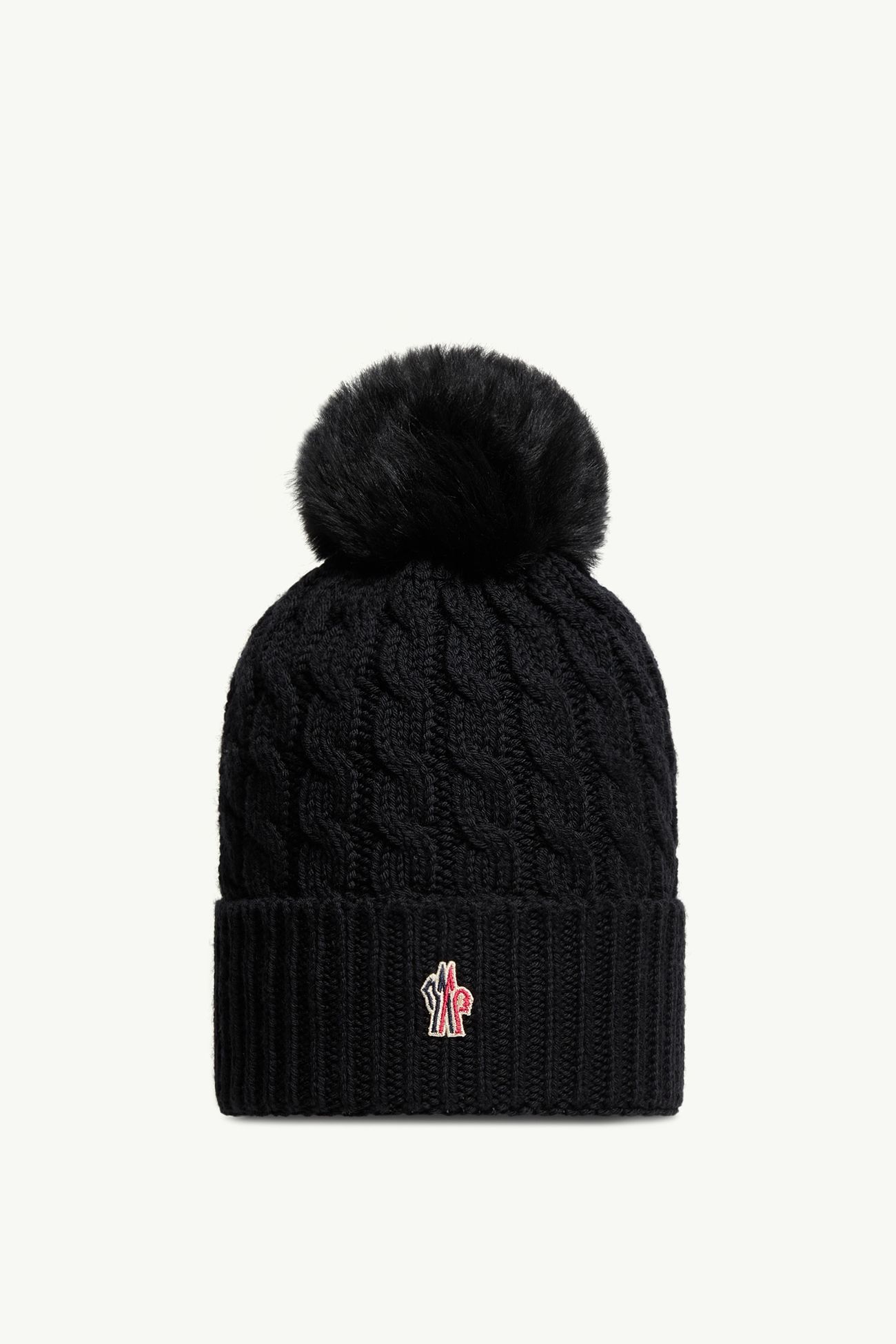 Wool Beanie With Pom Pom Women Black Moncler 0