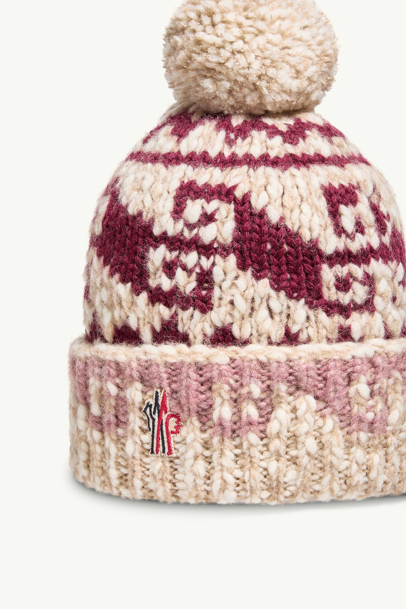 Gorro de mezcla de lana y alpaca con pompón Mujer Beige & Burdeos Moncler 2