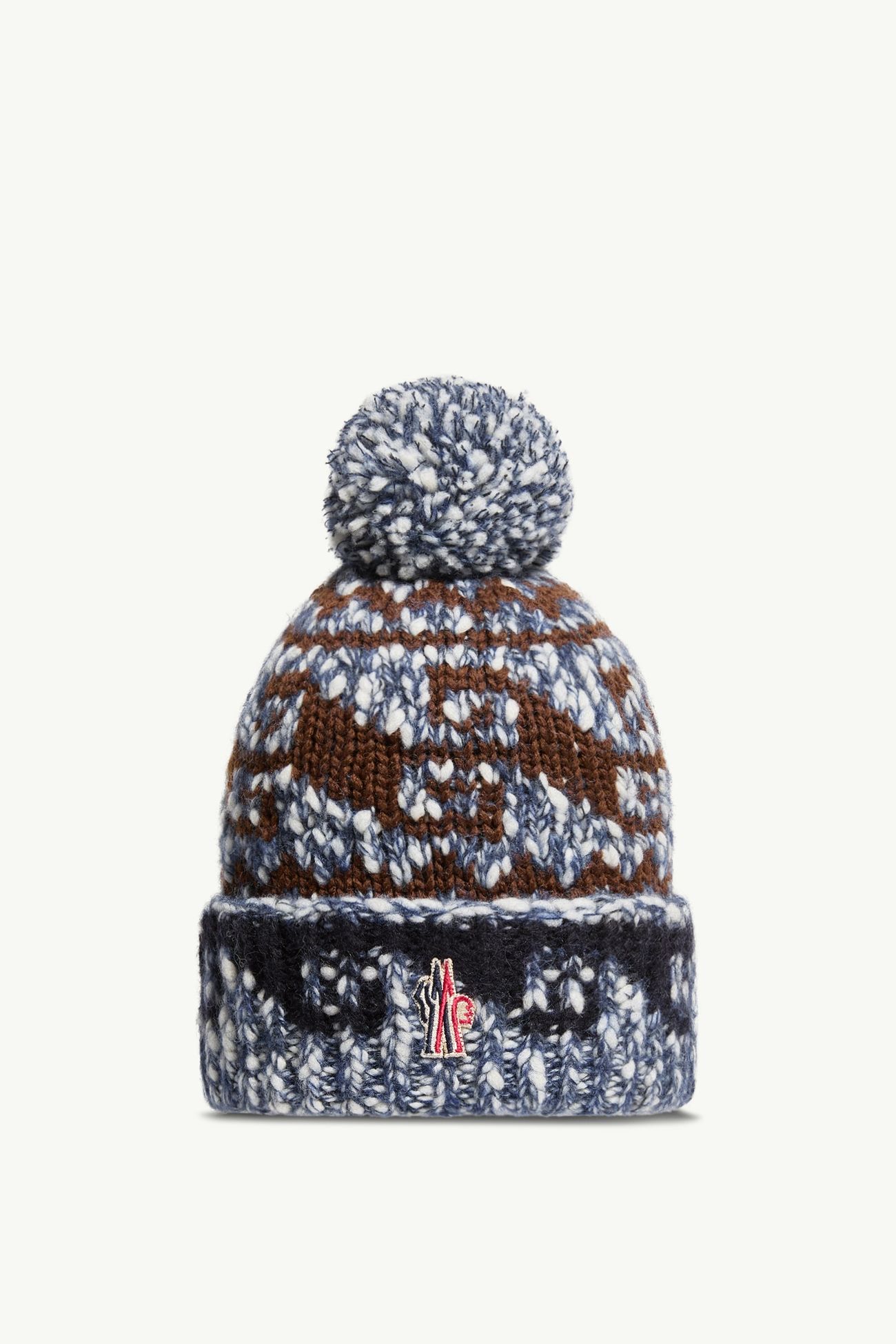 Bonnet en alpaga et laine mélangés avec pompon Femmes Bleu Clair & Marron Moncler 0