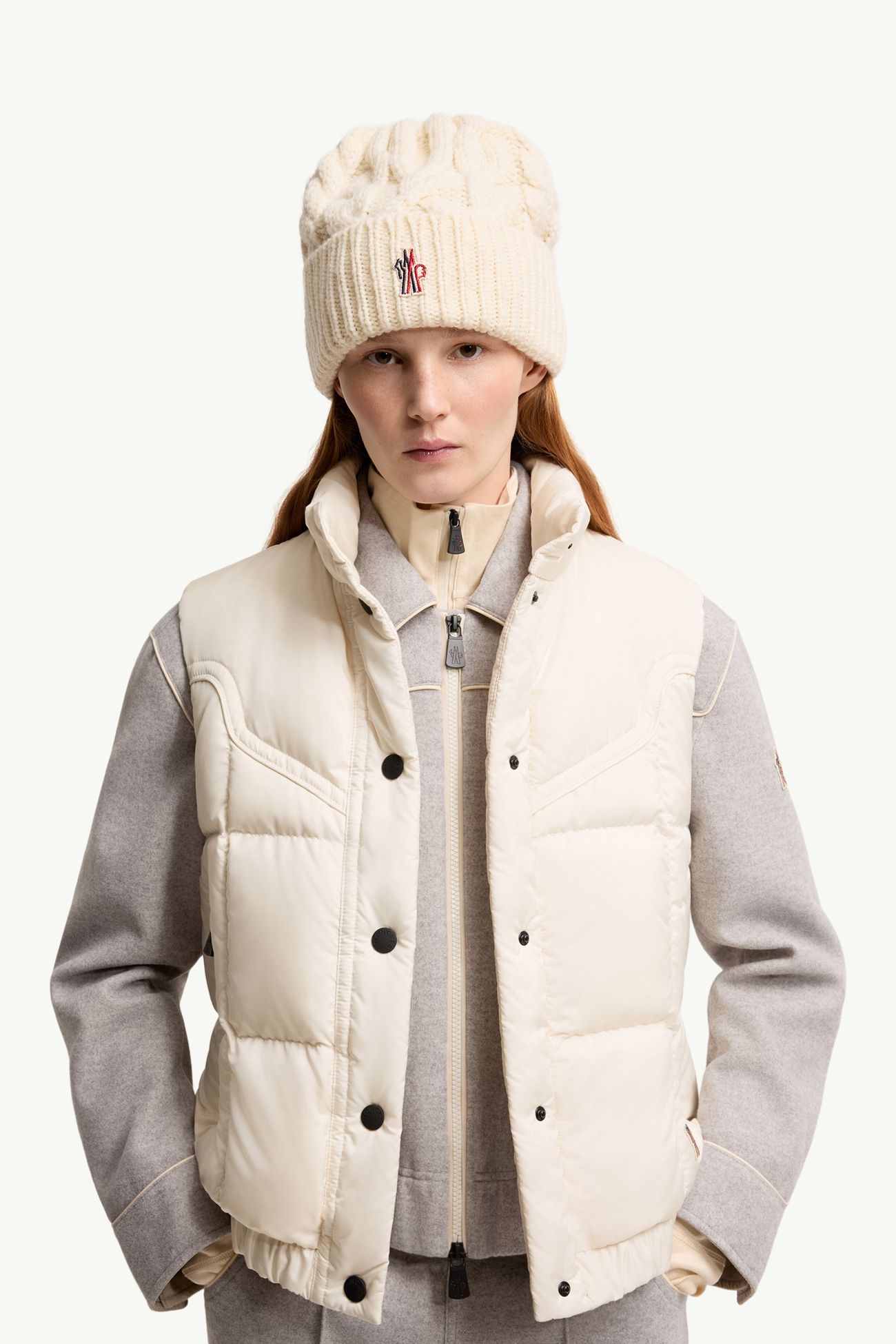 Cappello in misto lana con lavorazione a treccia Donna Bianco Moncler 1