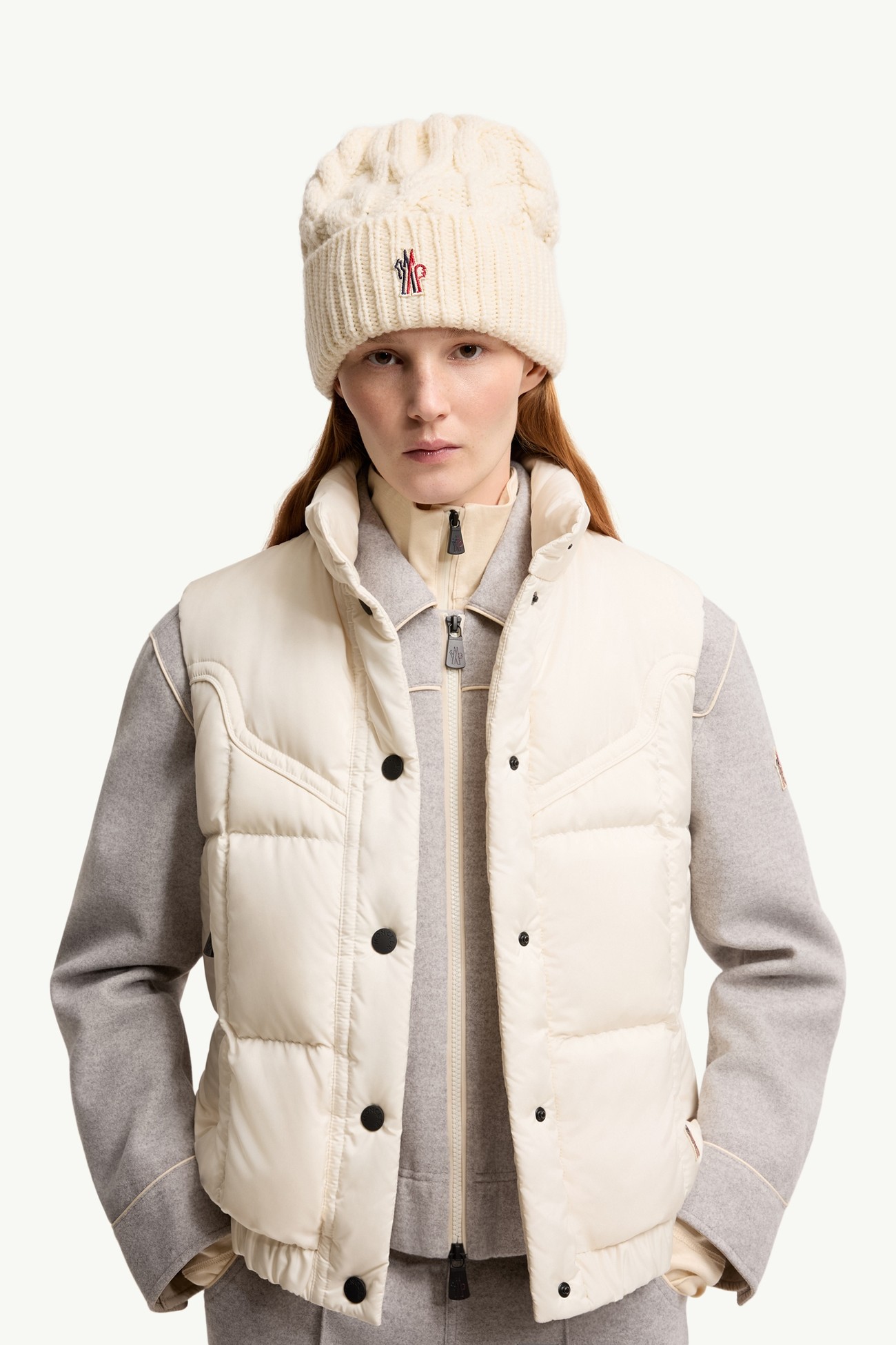 Chapeau en maille torsadée de laine mélangée Femmes Blanc Moncler 1