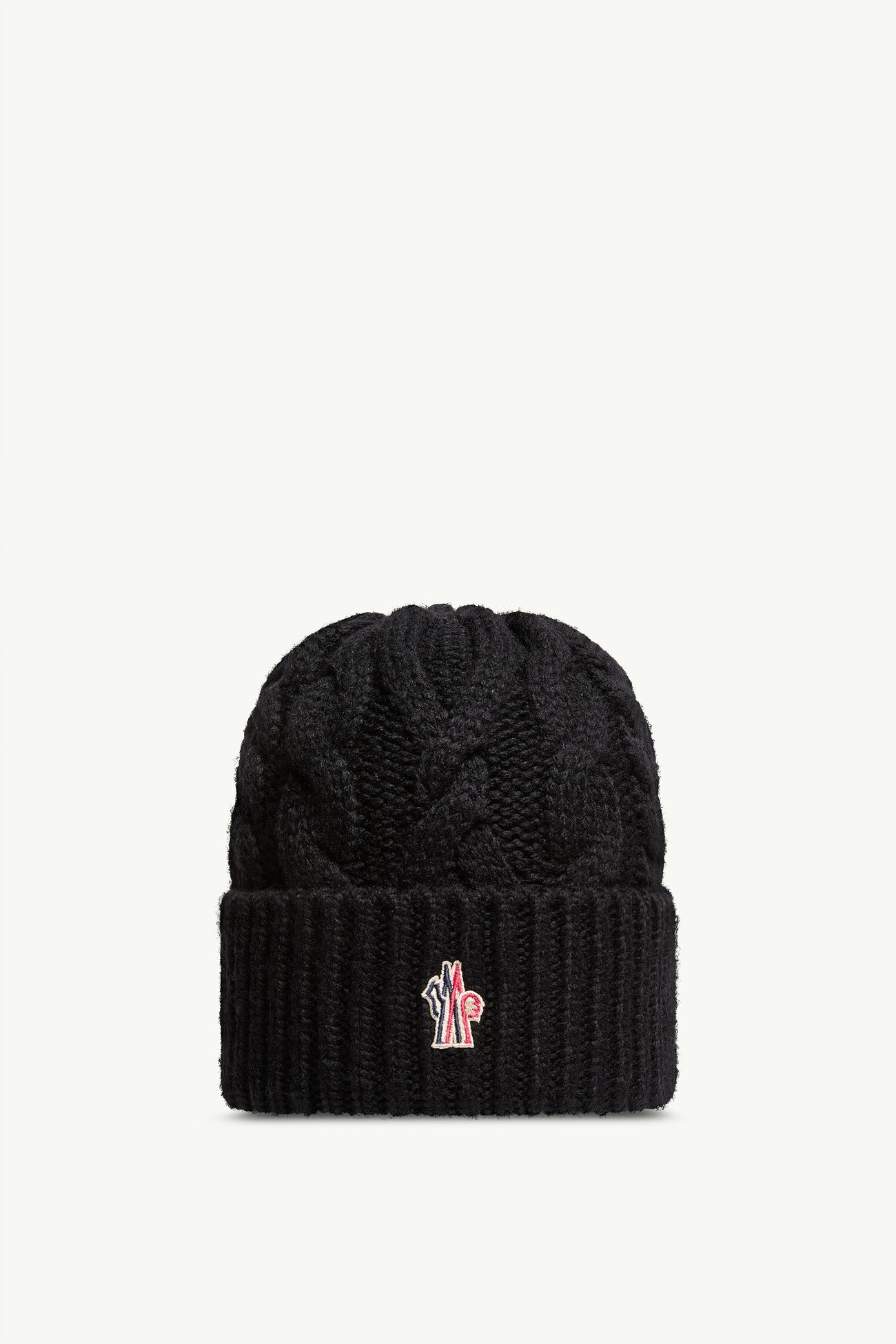 Wool Blend Cable Knit Hat Women Black Moncler 0