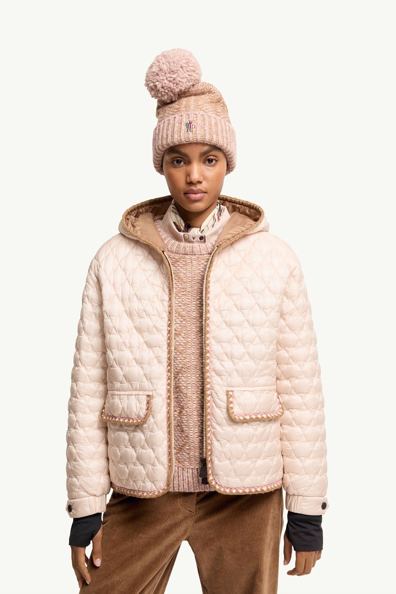 女士羊驼毛和羊毛混纺便帽 女士 粉红色 Moncler 1