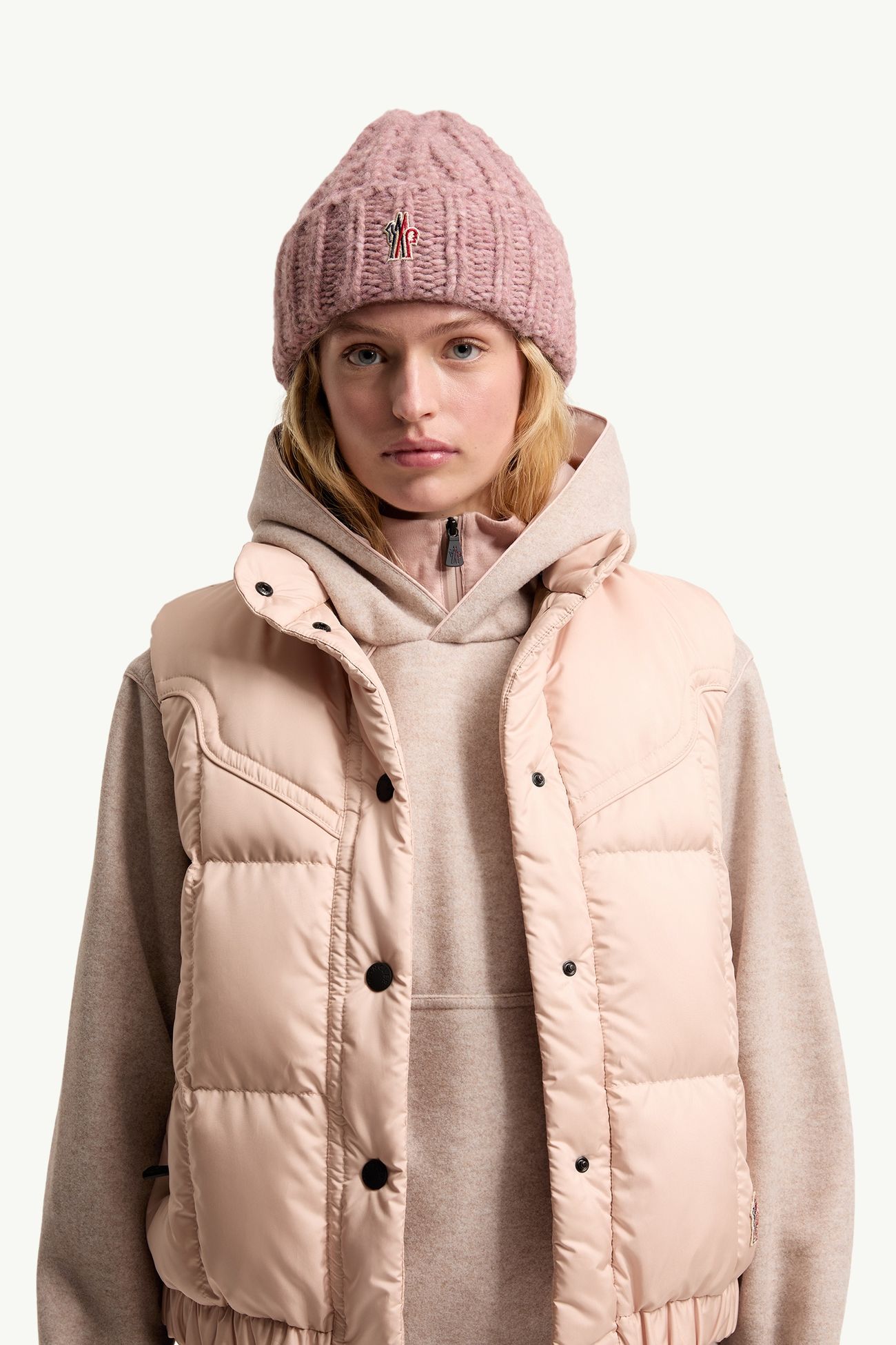 Berretto in misto alpaca a costine Donna Rosa Ciliegia Moncler 1