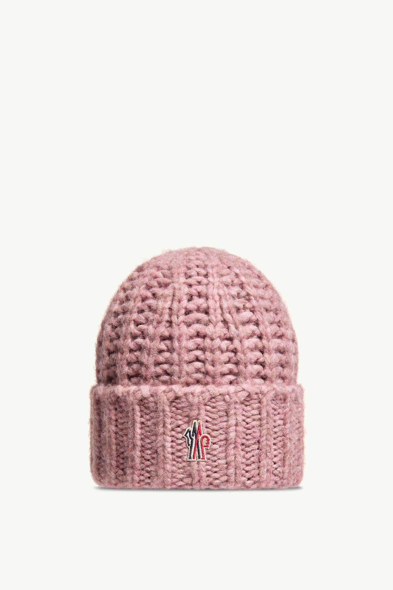 Alpaca Blend Rib Knit Beanie Women Cherry Pink Moncler 0