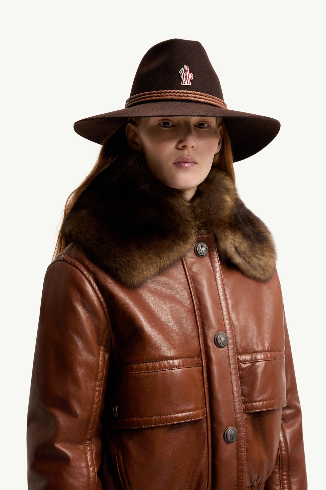 Cappello a tesa larga in lana Donna Marrone Moncler 1