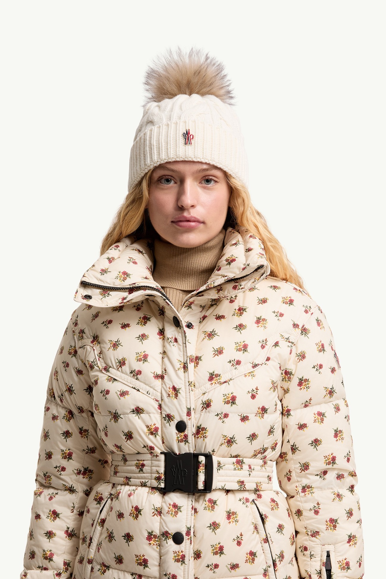 Gorro de cachemira/lana con pompón Mujer Blanco Moncler 1