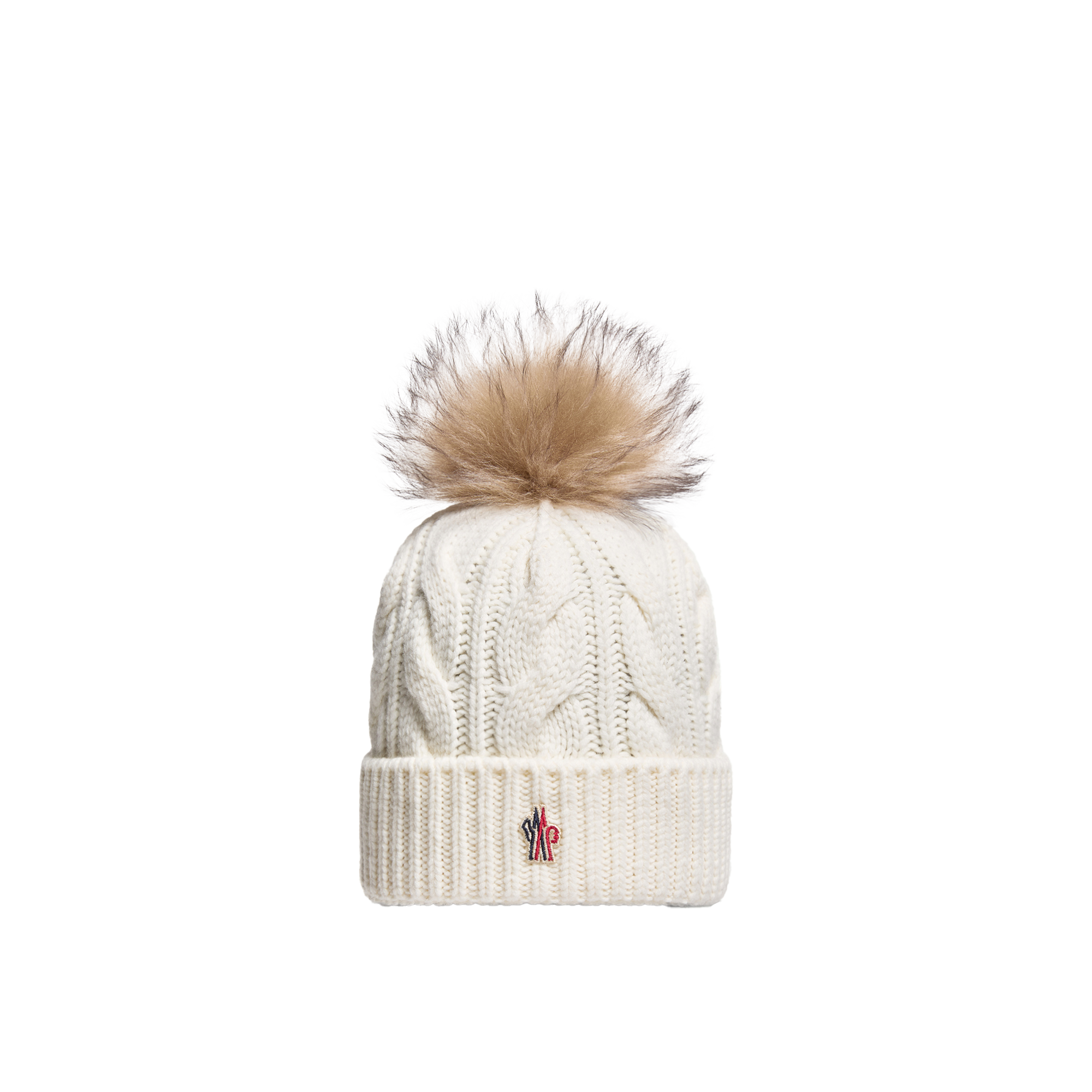 Grenoble Wool & Cashmere Beanie With Pom Pom for Women in White, Moncler - Image 1