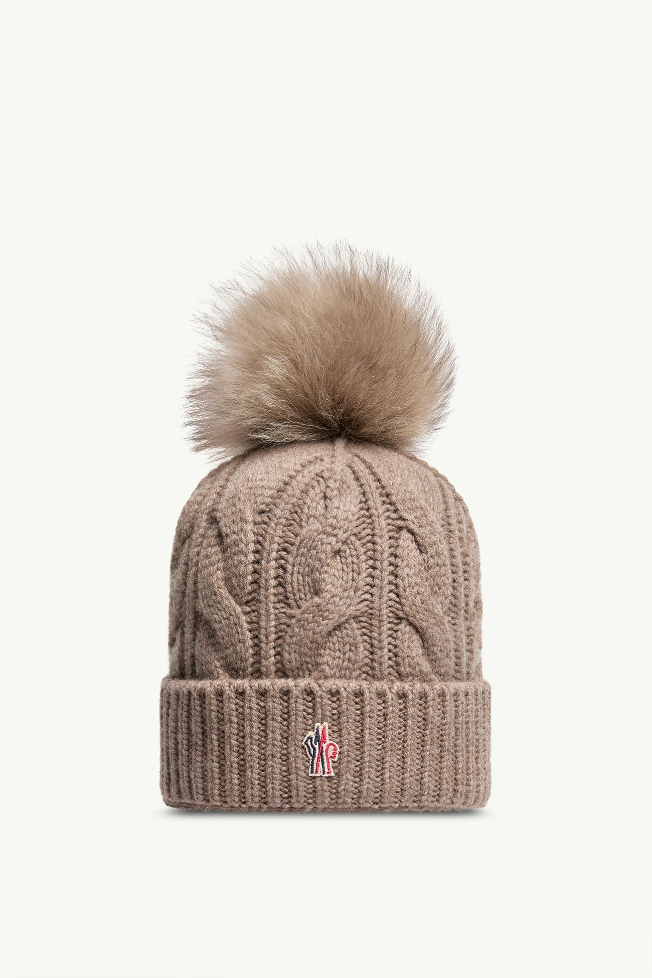 Gorro de cachemira/lana con pompón Mujer Marrón claro Moncler 0