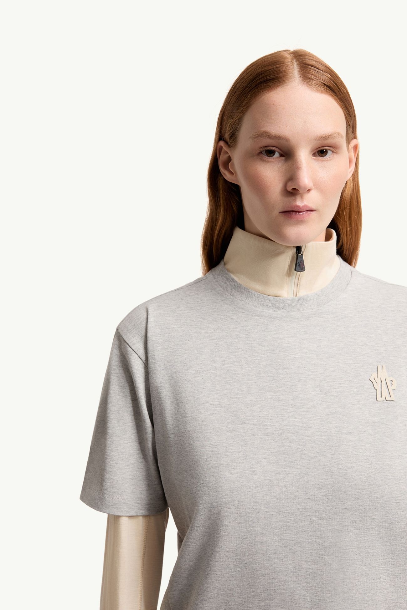 T-Shirt aus Baumwollmischung mit Logoaufnäher (3er-Pack) Damen Weiss & Schwarz & Grau Moncler 5