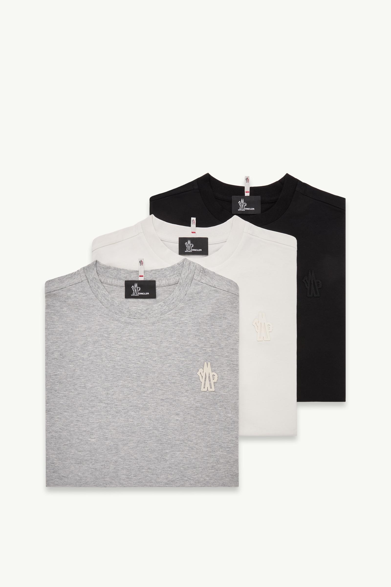 T-Shirt in misto cotone con patch logato (set da 3) Donna Bianco & Nero & Grigio Moncler, 1 of 0