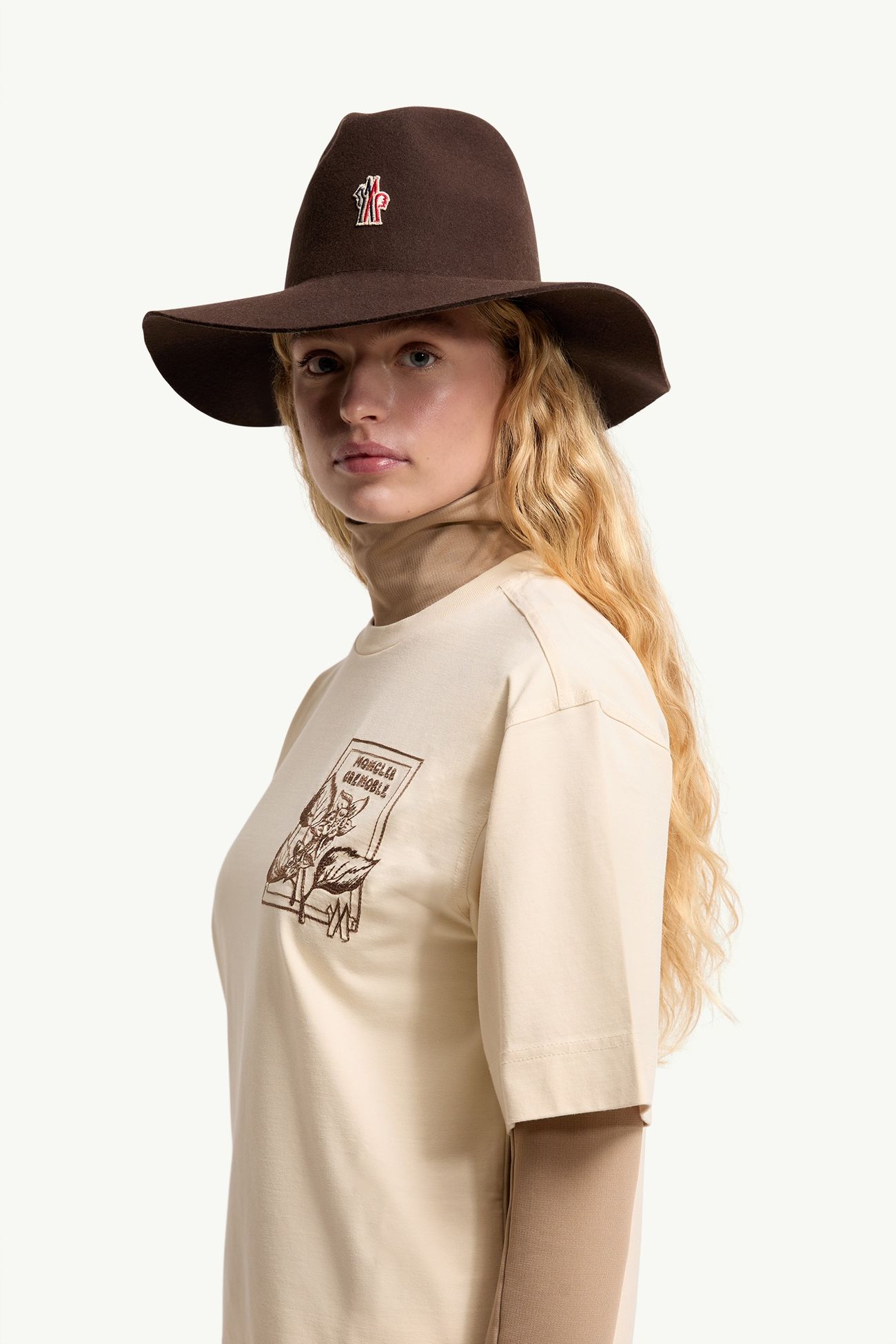 Camiseta de mezcla de algodón con estampado de flores Mujer Blanco Marfil Moncler 1
