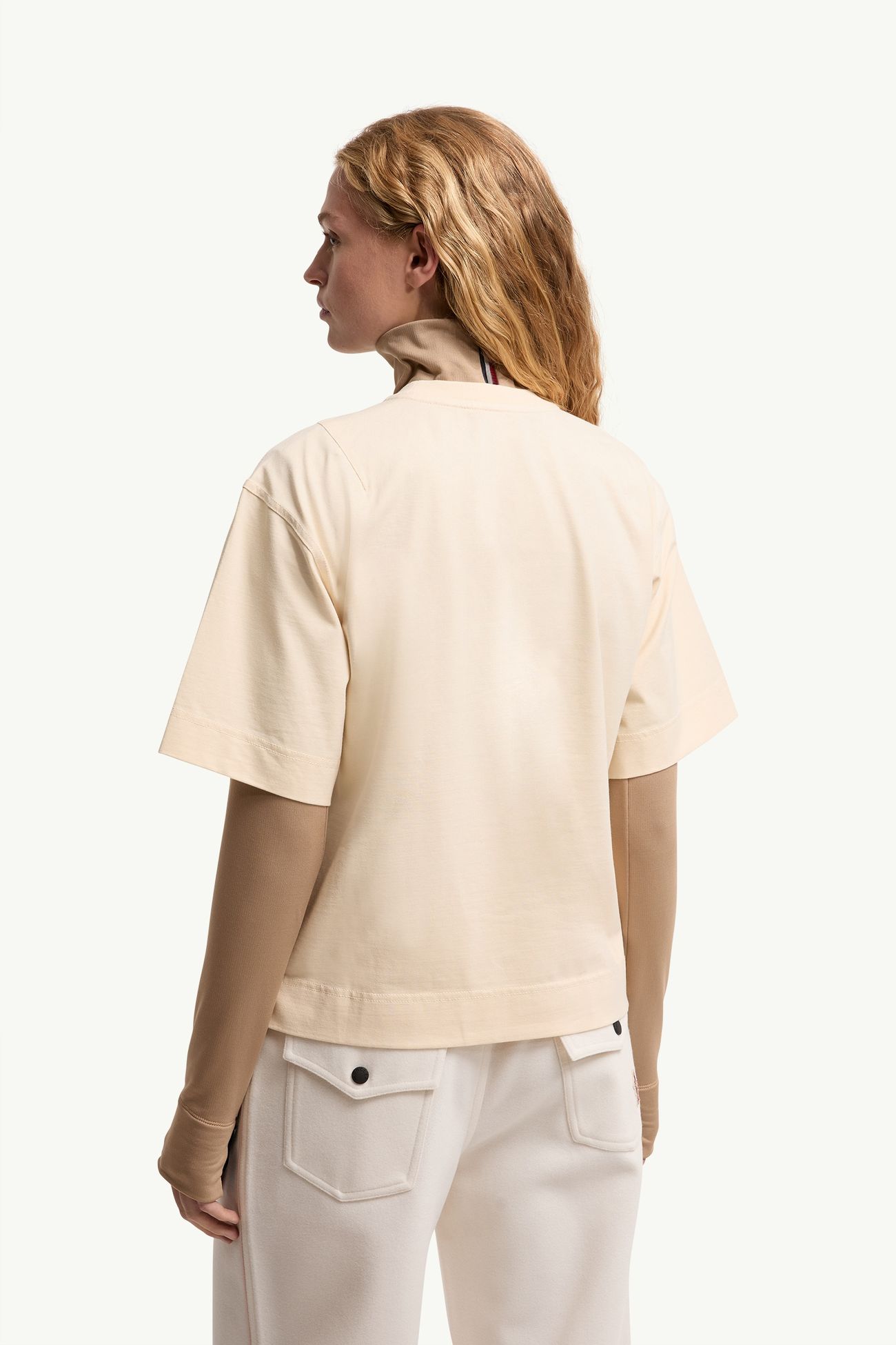 Flower Print Cotton Blend T-Shirt Women White Ivory Moncler 4